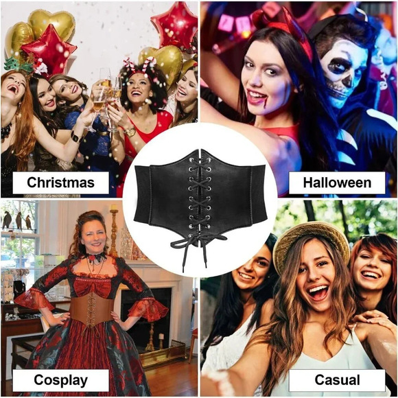 Women's Elastic Costume Waist Belt  Lace-up Tied Waspie Corset Belts - Picture 5 of 6